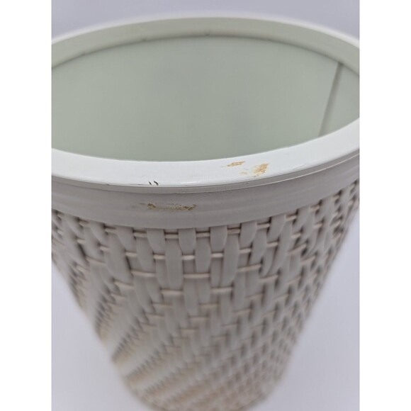Vintage White Wicker Rattan Round Small Waste Basket Trash Can Shabby Chic - Picture 10 of 10